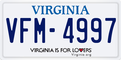 VA license plate VFM4997