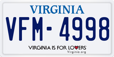 VA license plate VFM4998