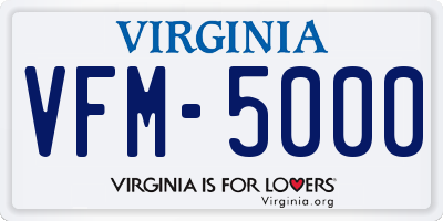 VA license plate VFM5000