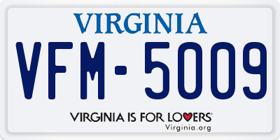 VA license plate VFM5009