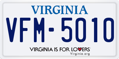 VA license plate VFM5010