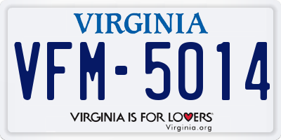 VA license plate VFM5014