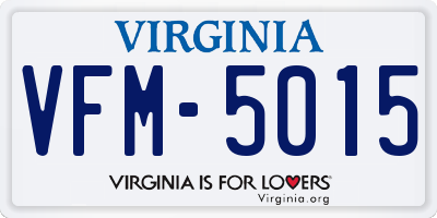 VA license plate VFM5015