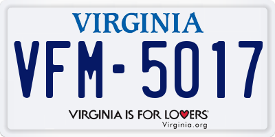VA license plate VFM5017