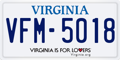 VA license plate VFM5018