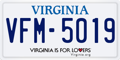 VA license plate VFM5019