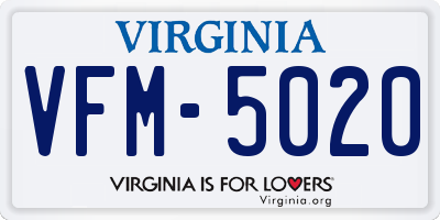 VA license plate VFM5020
