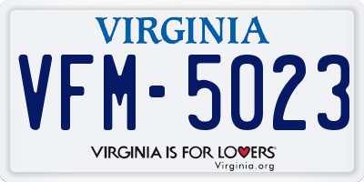 VA license plate VFM5023