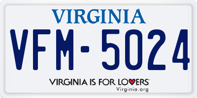 VA license plate VFM5024
