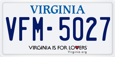 VA license plate VFM5027