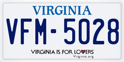 VA license plate VFM5028