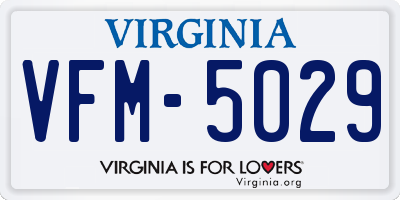VA license plate VFM5029