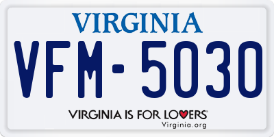 VA license plate VFM5030