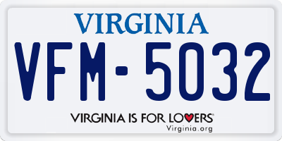 VA license plate VFM5032