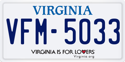 VA license plate VFM5033