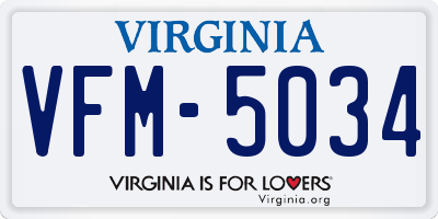 VA license plate VFM5034