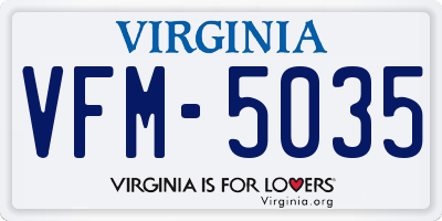 VA license plate VFM5035