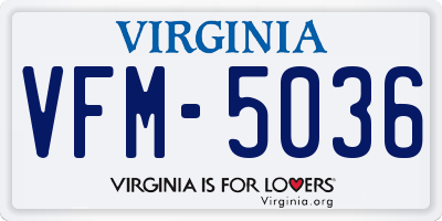 VA license plate VFM5036
