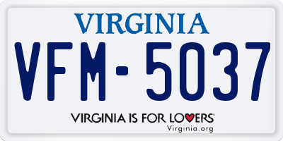 VA license plate VFM5037