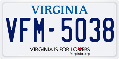 VA license plate VFM5038