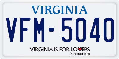 VA license plate VFM5040
