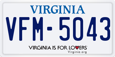 VA license plate VFM5043