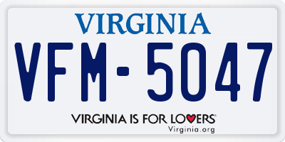 VA license plate VFM5047