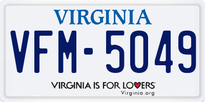 VA license plate VFM5049