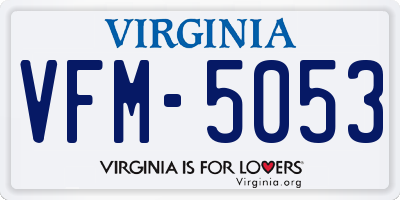 VA license plate VFM5053