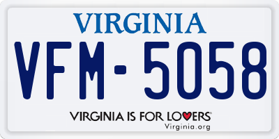 VA license plate VFM5058