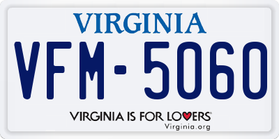 VA license plate VFM5060