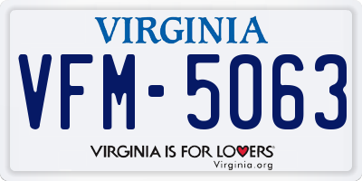 VA license plate VFM5063