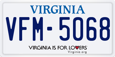 VA license plate VFM5068