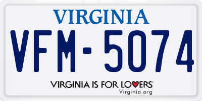VA license plate VFM5074
