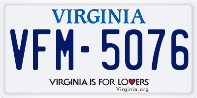 VA license plate VFM5076
