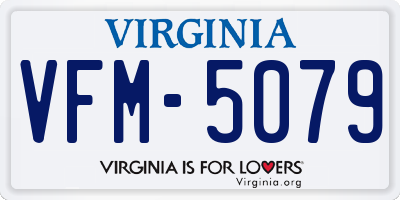 VA license plate VFM5079