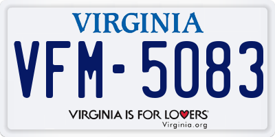 VA license plate VFM5083