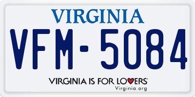 VA license plate VFM5084