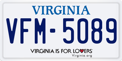 VA license plate VFM5089