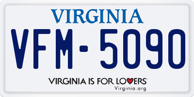 VA license plate VFM5090