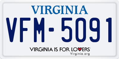 VA license plate VFM5091