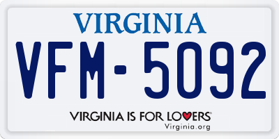 VA license plate VFM5092