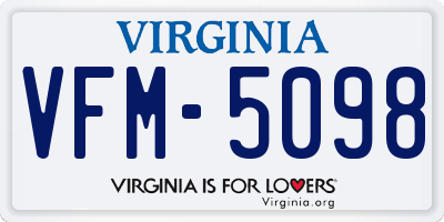 VA license plate VFM5098