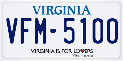 VA license plate VFM5100