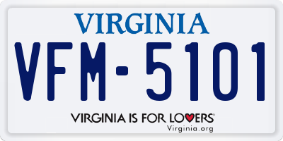 VA license plate VFM5101