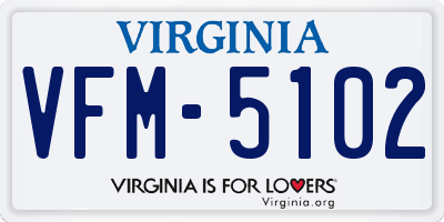 VA license plate VFM5102