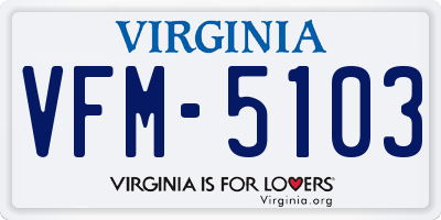 VA license plate VFM5103