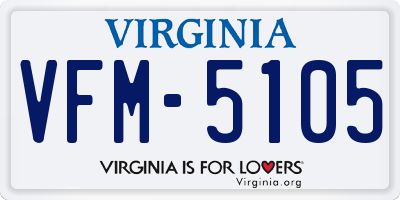 VA license plate VFM5105