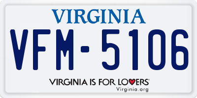 VA license plate VFM5106