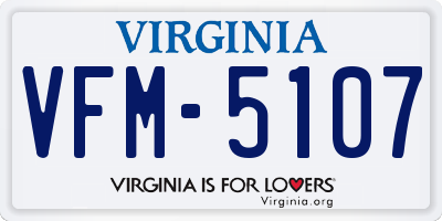 VA license plate VFM5107
